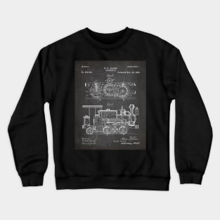 Steam Train Patent - Steam Locomotive Art - Black Chalkboard Crewneck Sweatshirt